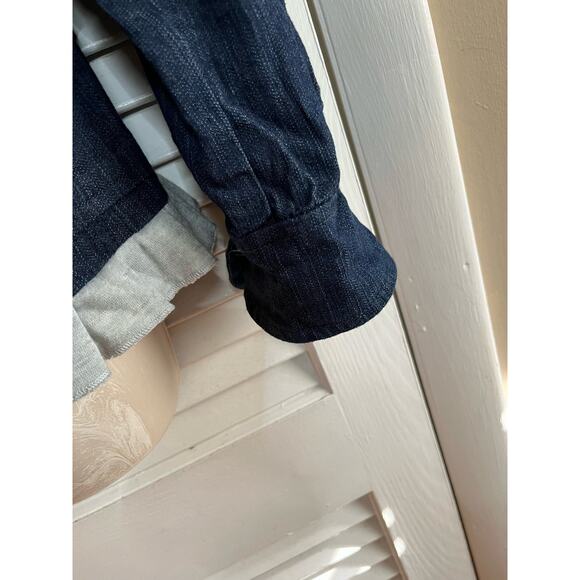 Vintage 90s  LAL Live a Little denim and fleece trim jacket L retro boho avant - Picture 5 of 7